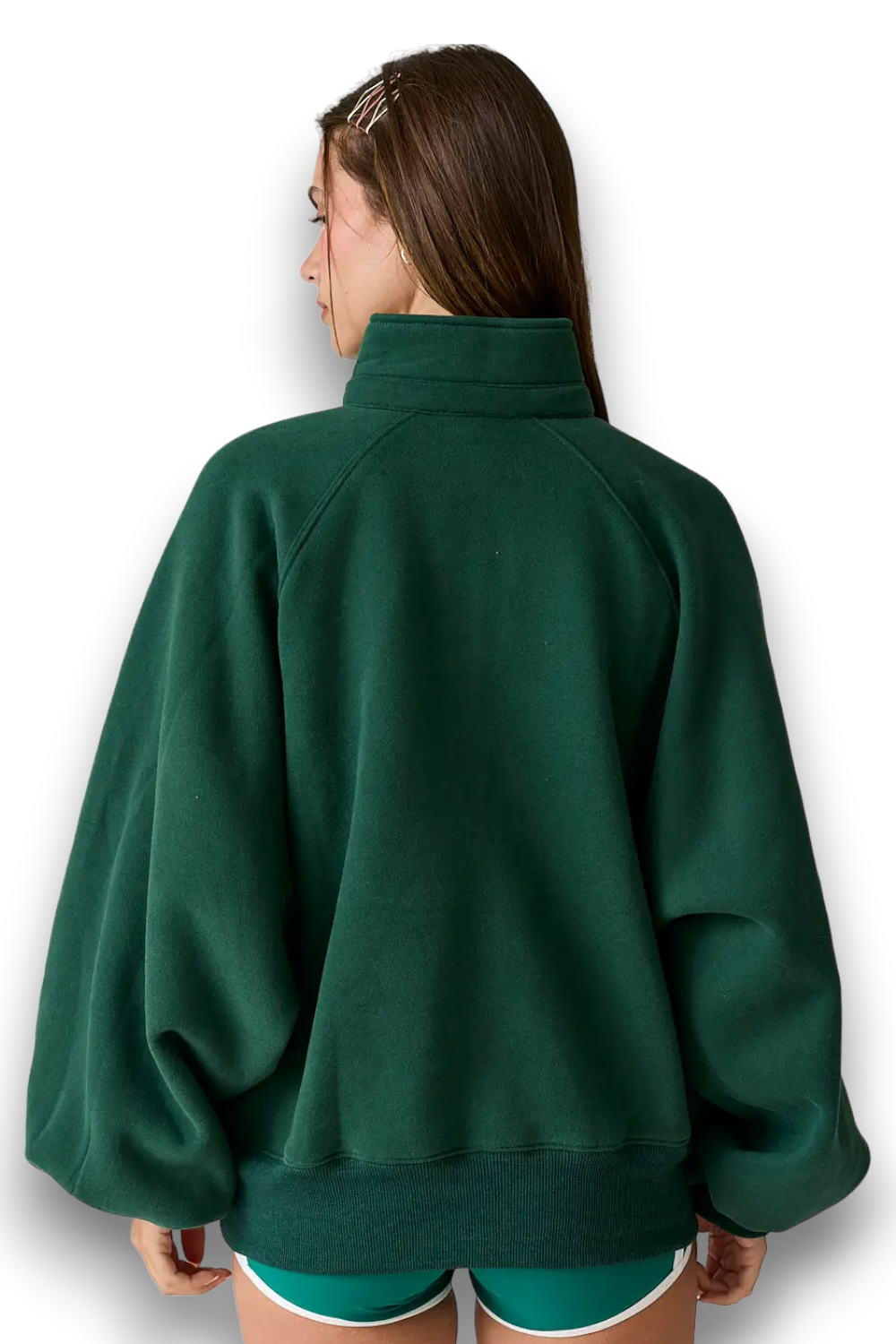 SNAP IN A COLLARD SWEATER IN HUNTER GREEN